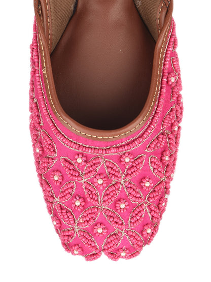 Pink pearl work Cushioned Jutti for Women