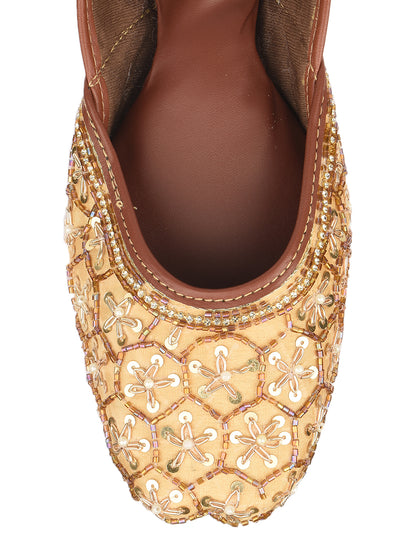 Gold Dabka Embroidered Cushioned Jutti for Women