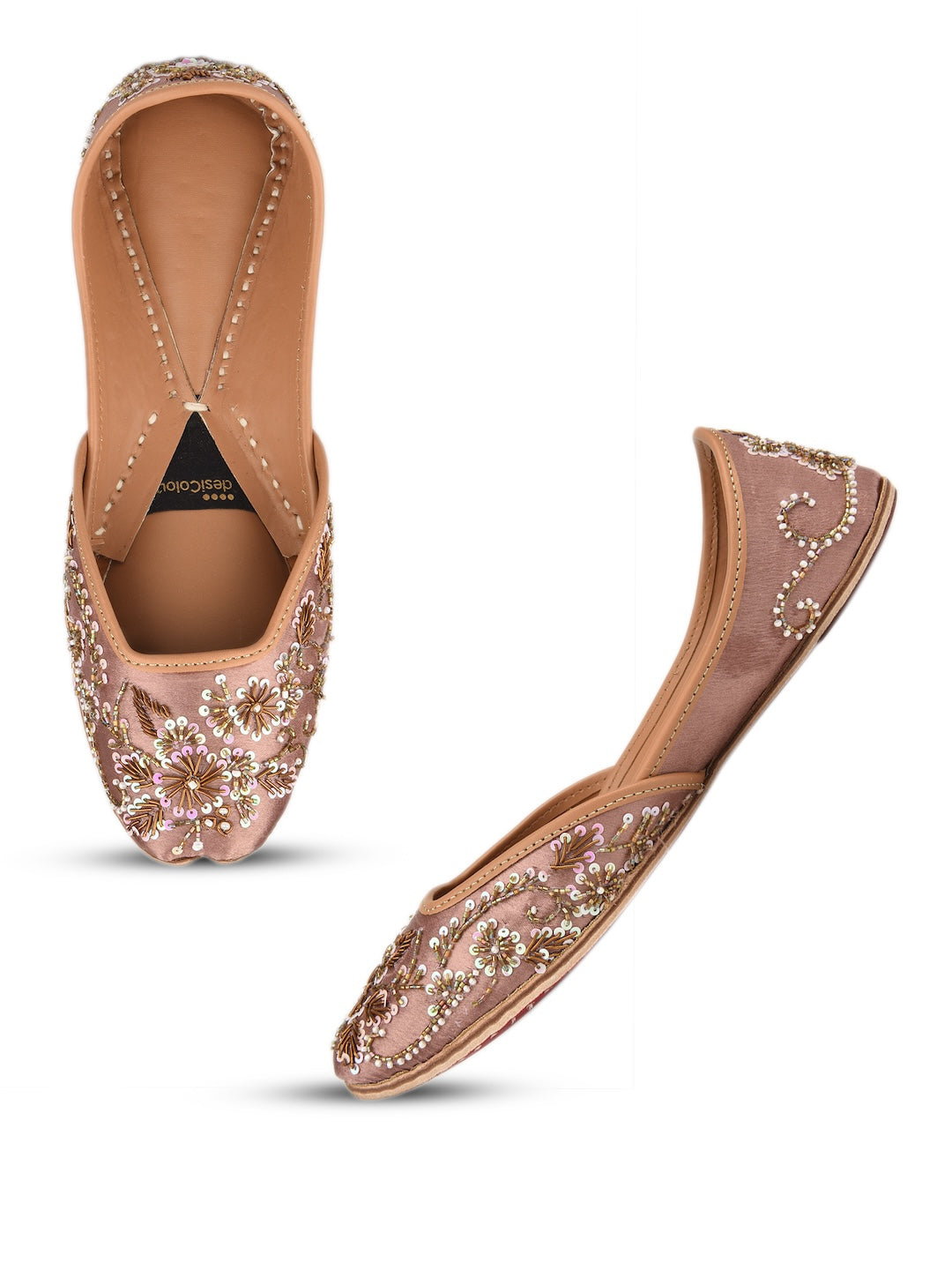 Dusty Pink Shade Dabka Work & Premium Mojari for Women