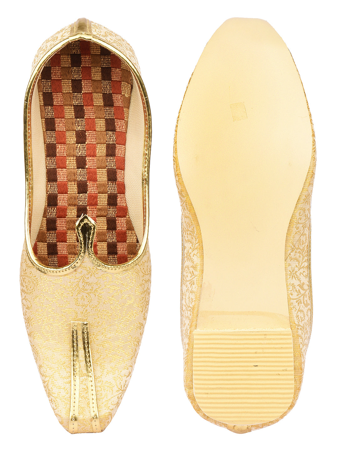 DESI COLOUR Mens Gold Ethnic Footwear/Punjabi Jutti