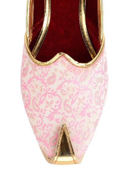 DESI COLOUR Mens Pink Ethnic Footwear/Punjabi Jutti