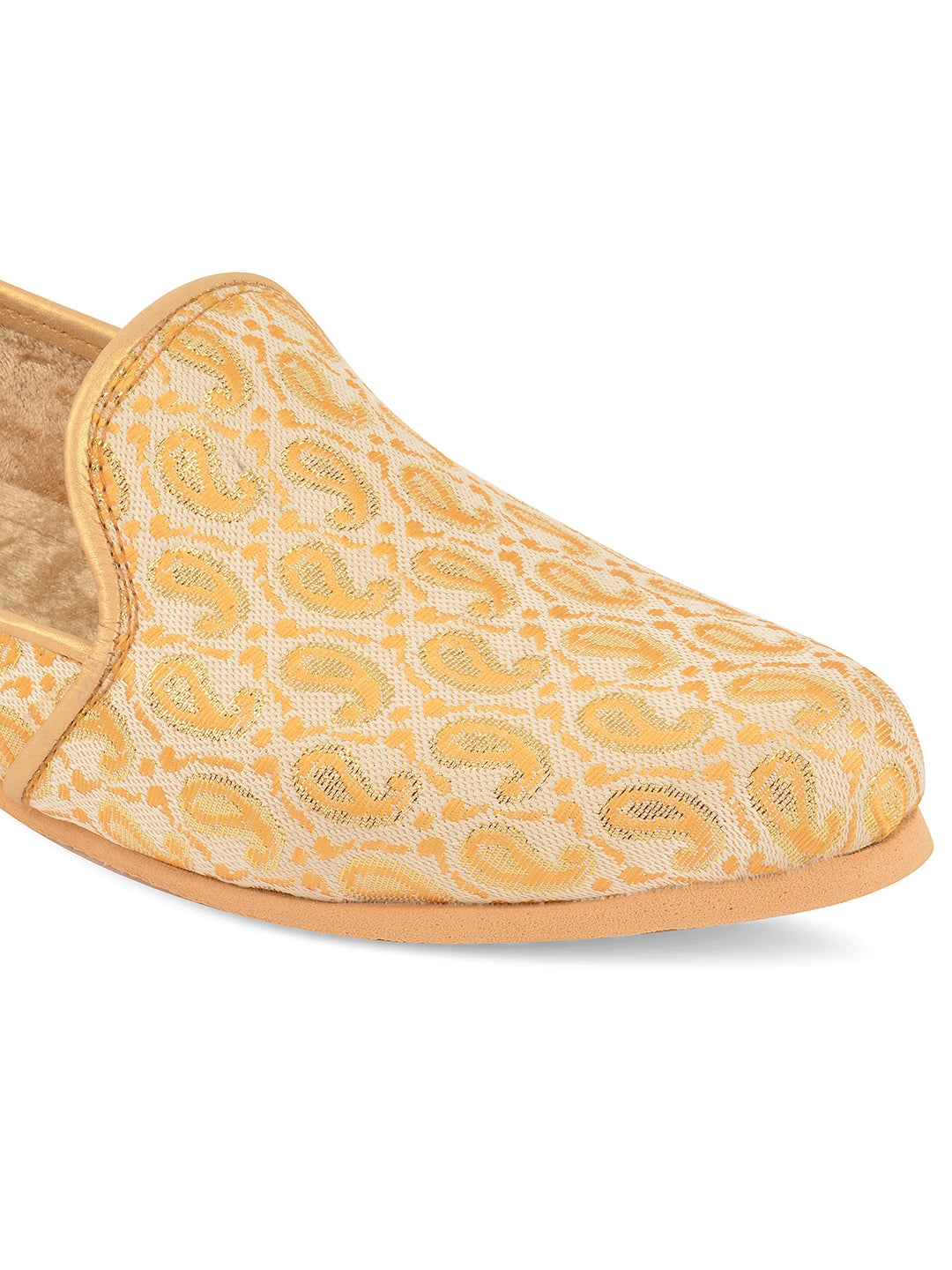 DESI COLOUR Mens Gold Ethnic Footwear/Punjabi Jutti