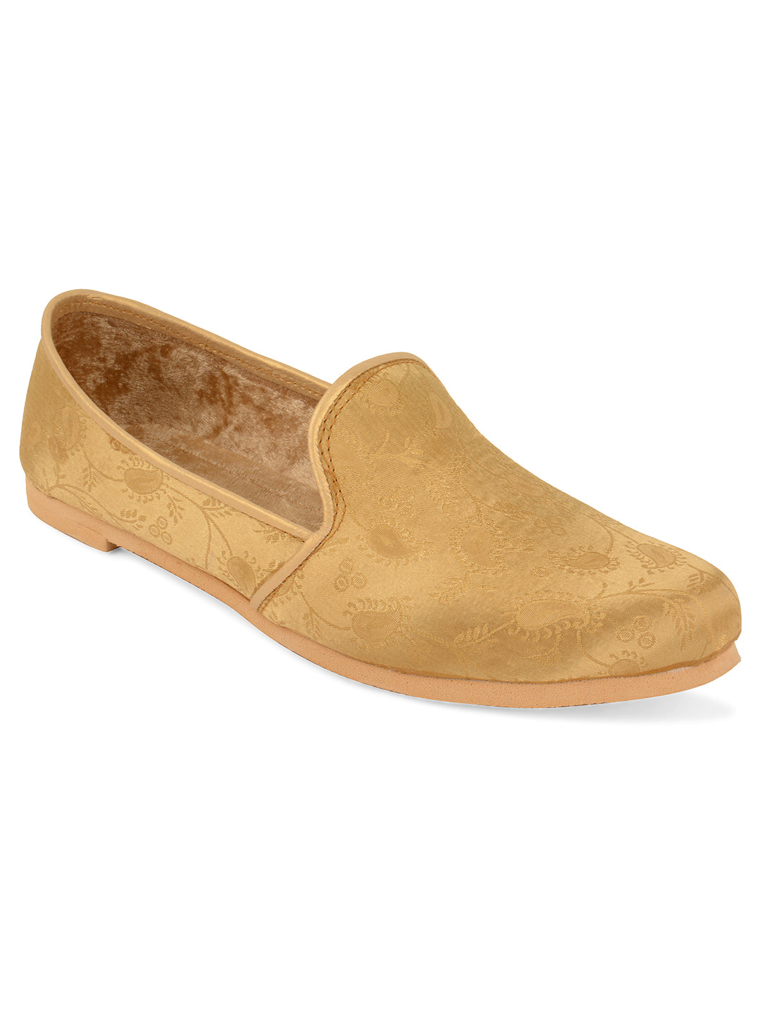 DESI COLOUR Mens Gold Ethnic Footwear/Punjabi Jutti