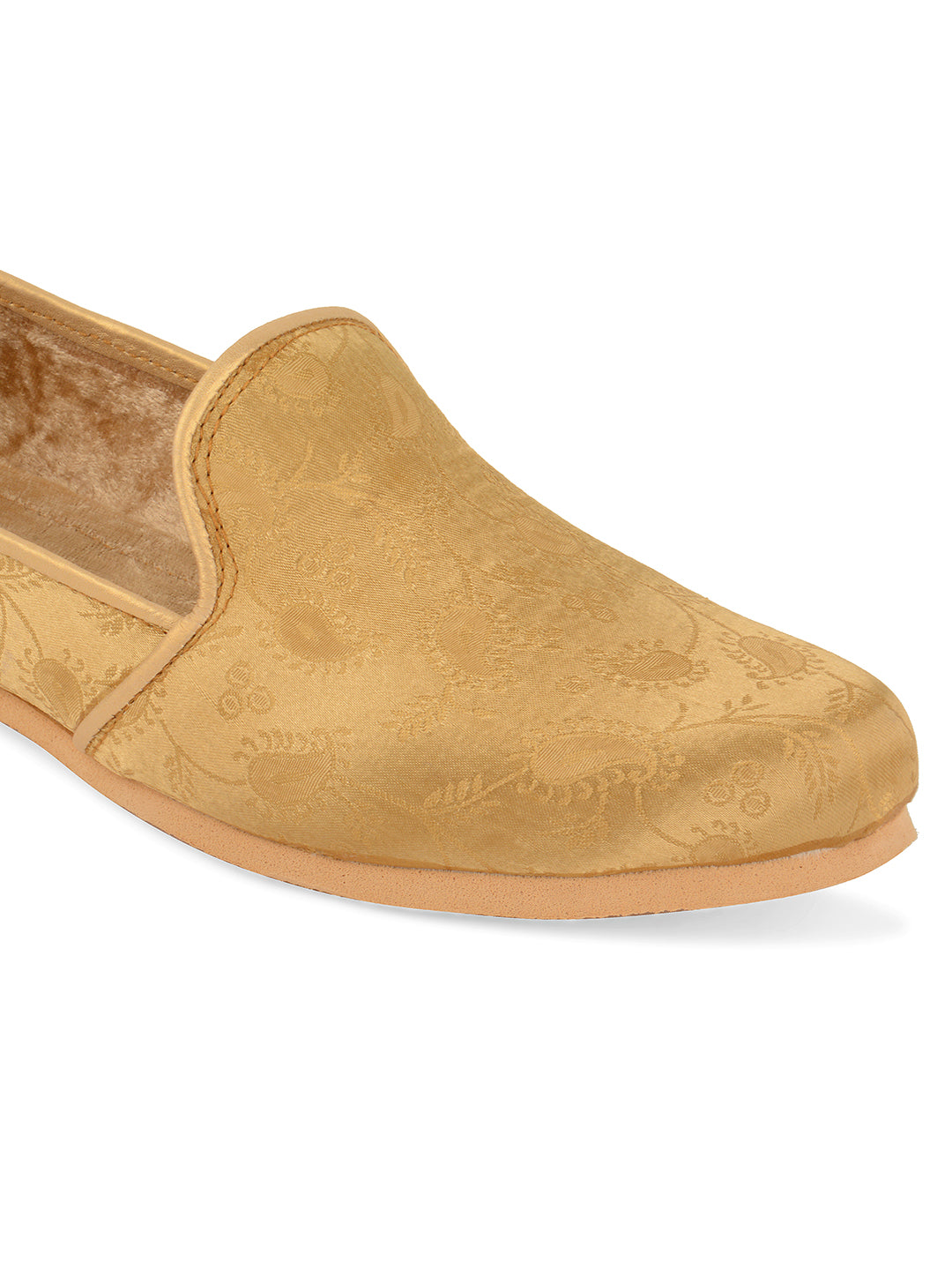 DESI COLOUR Mens Gold Ethnic Footwear/Punjabi Jutti