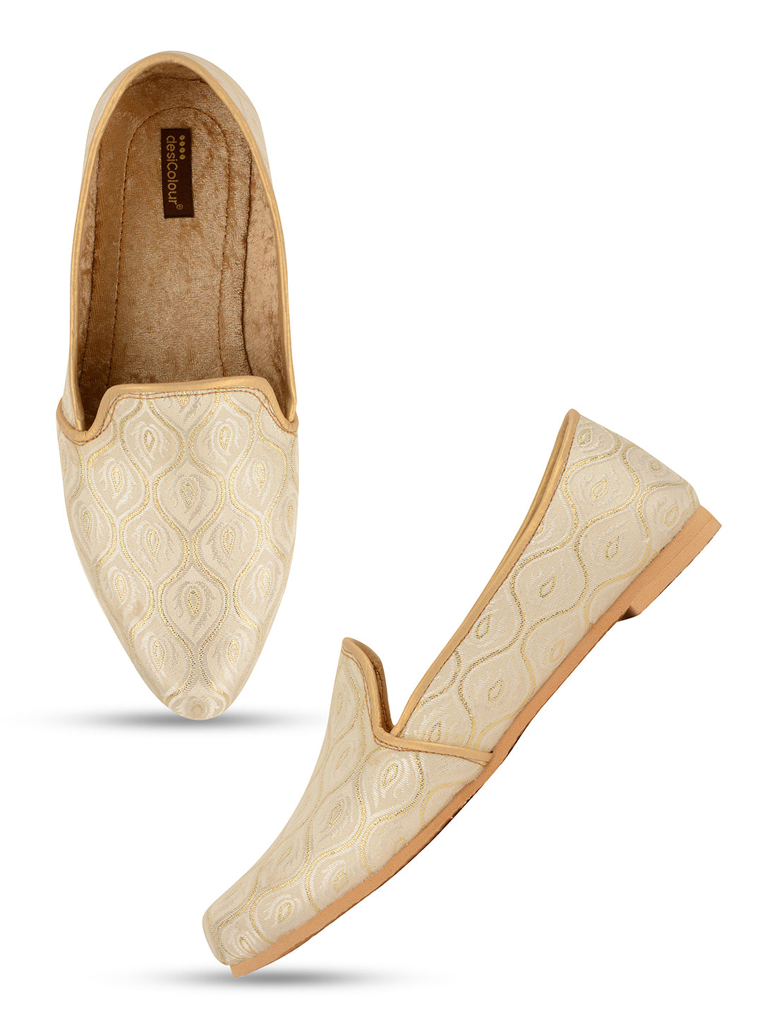 DESI COLOUR Mens White Ethnic Footwear/Punjabi Jutti