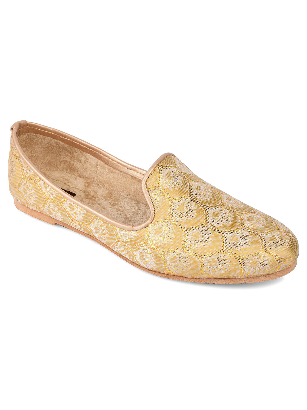 DESI COLOUR Mens Gold Ethnic Footwear/Punjabi Jutti