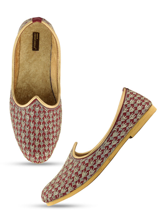 DESI COLOUR Mens Gold Ethnic Footwear/Punjabi Jutti