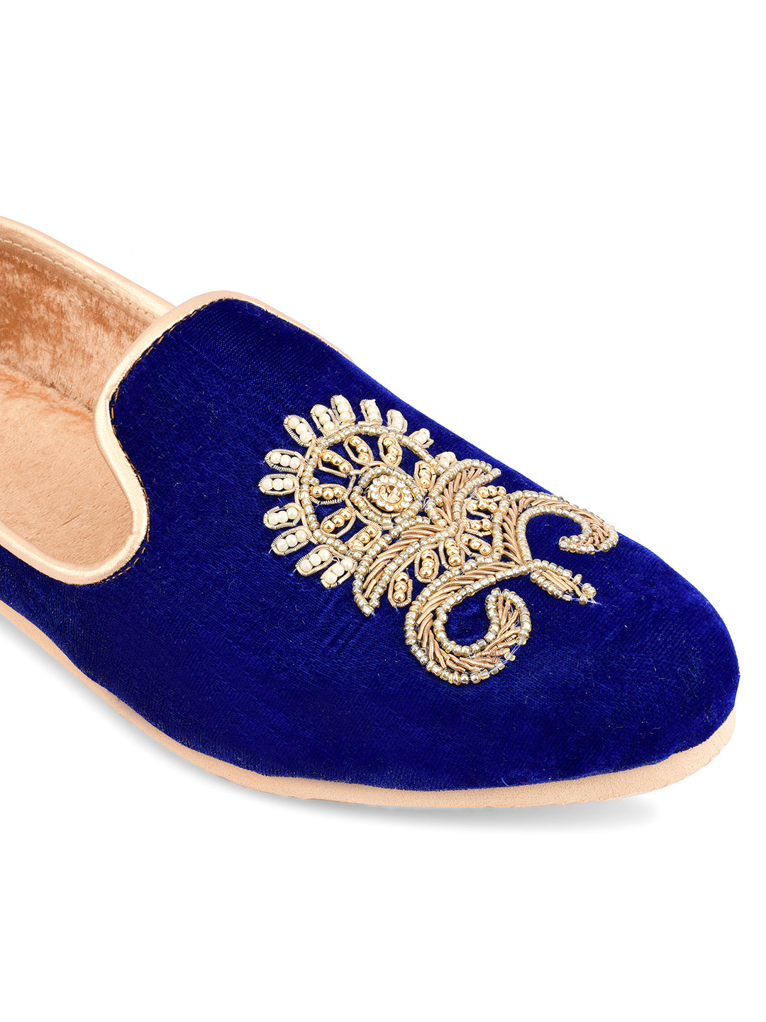DESI COLOUR Mens Blue Ethnic Footwear/Punjabi Jutti