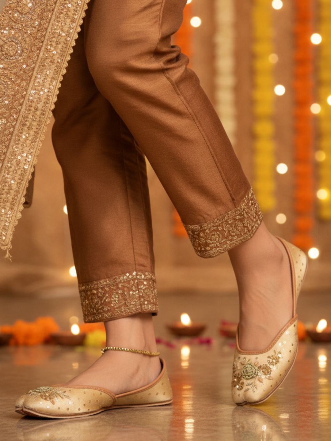 Gold Dabka Work Premium Mojari for Women