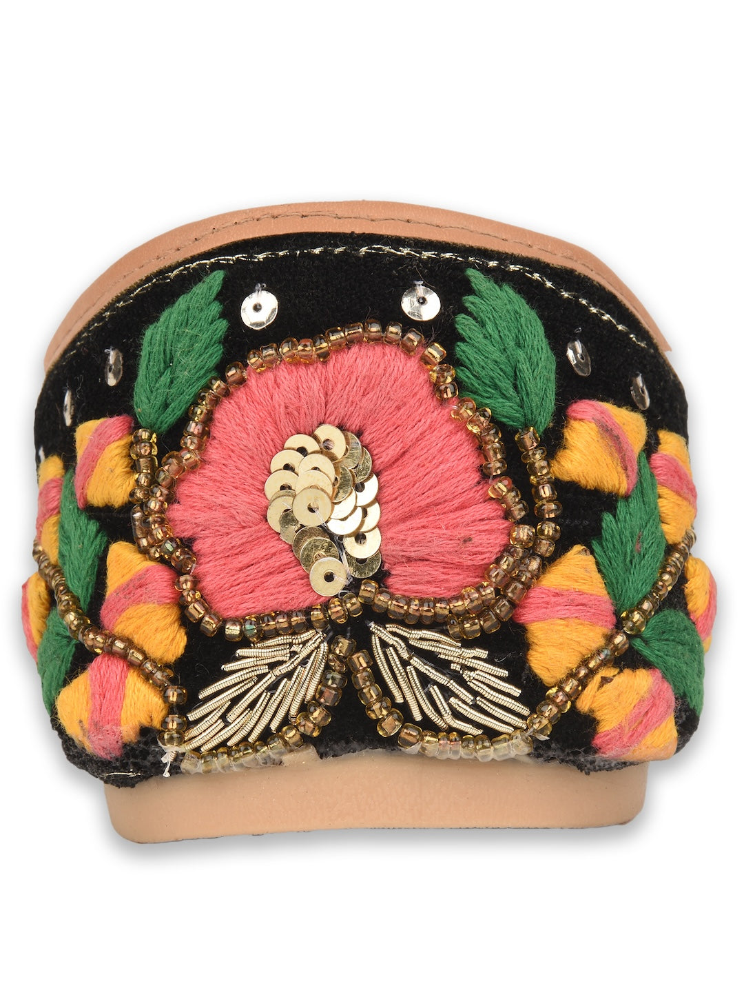 Black Multicolour Embroidered Cushioned Jutti for Women