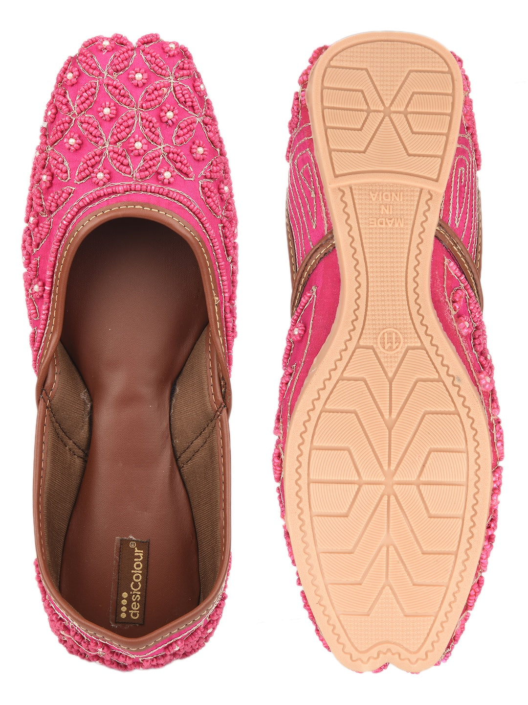 Pink pearl work Cushioned Jutti for Women