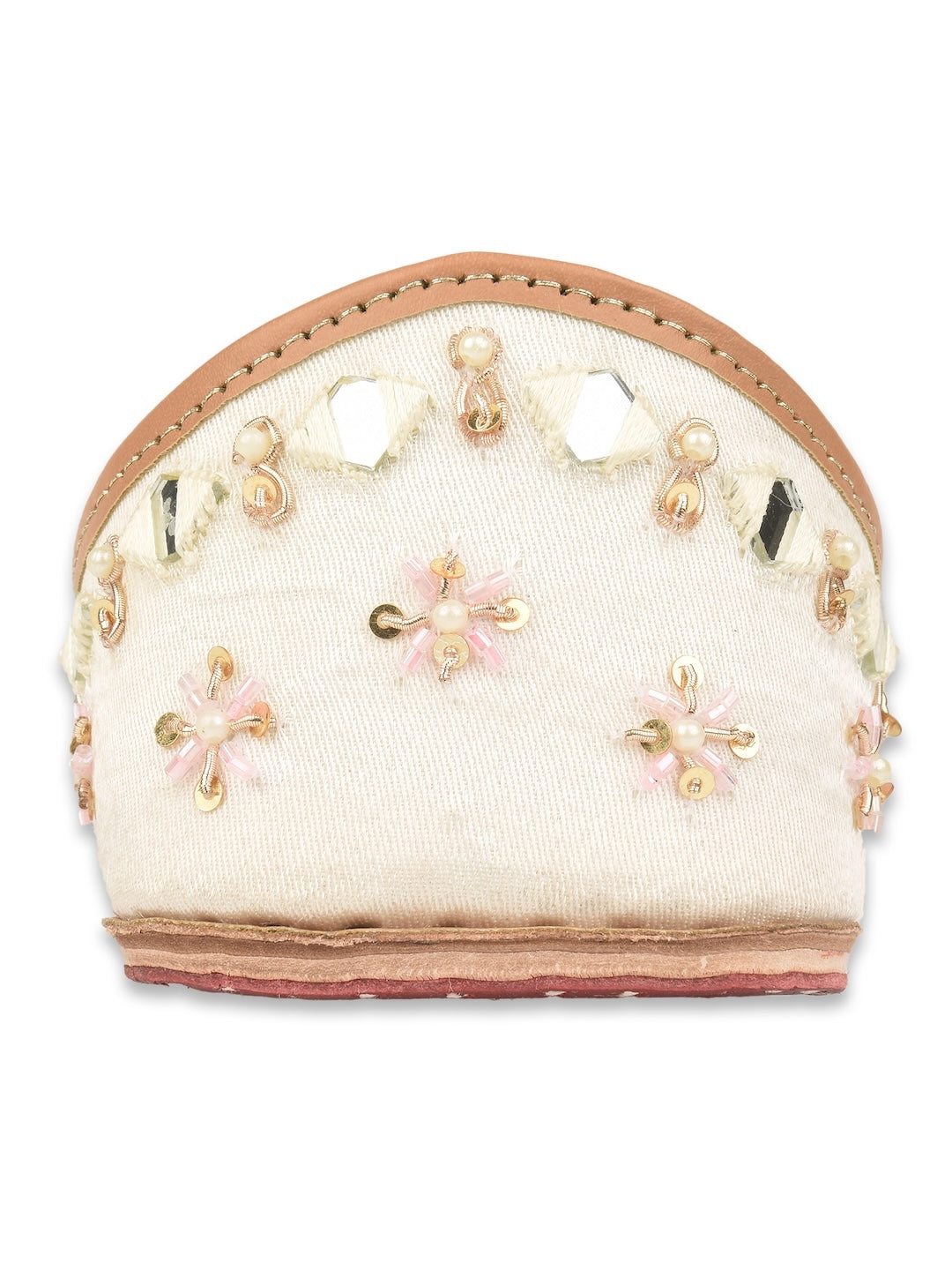 Off white pearl Work Premium Mojari for Women