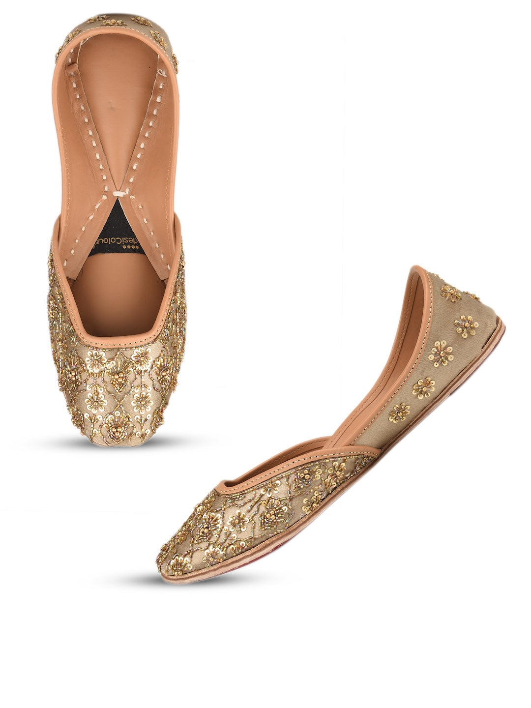 Champagne tone Dabka Work & Premium Mojari for Women