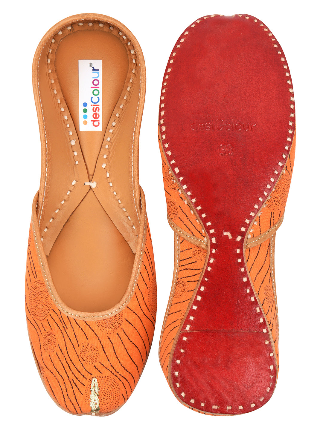 DESI COLOUR Women Orange Ethnic Punjabi Jutti