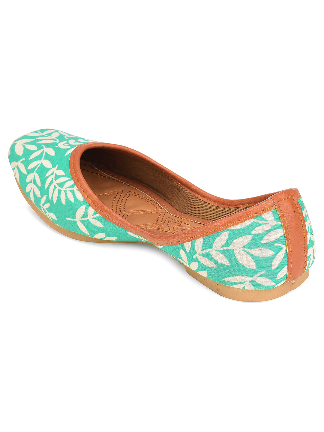 DESI COLOUR Women Sea Green Ethnic Punjabi Jutti