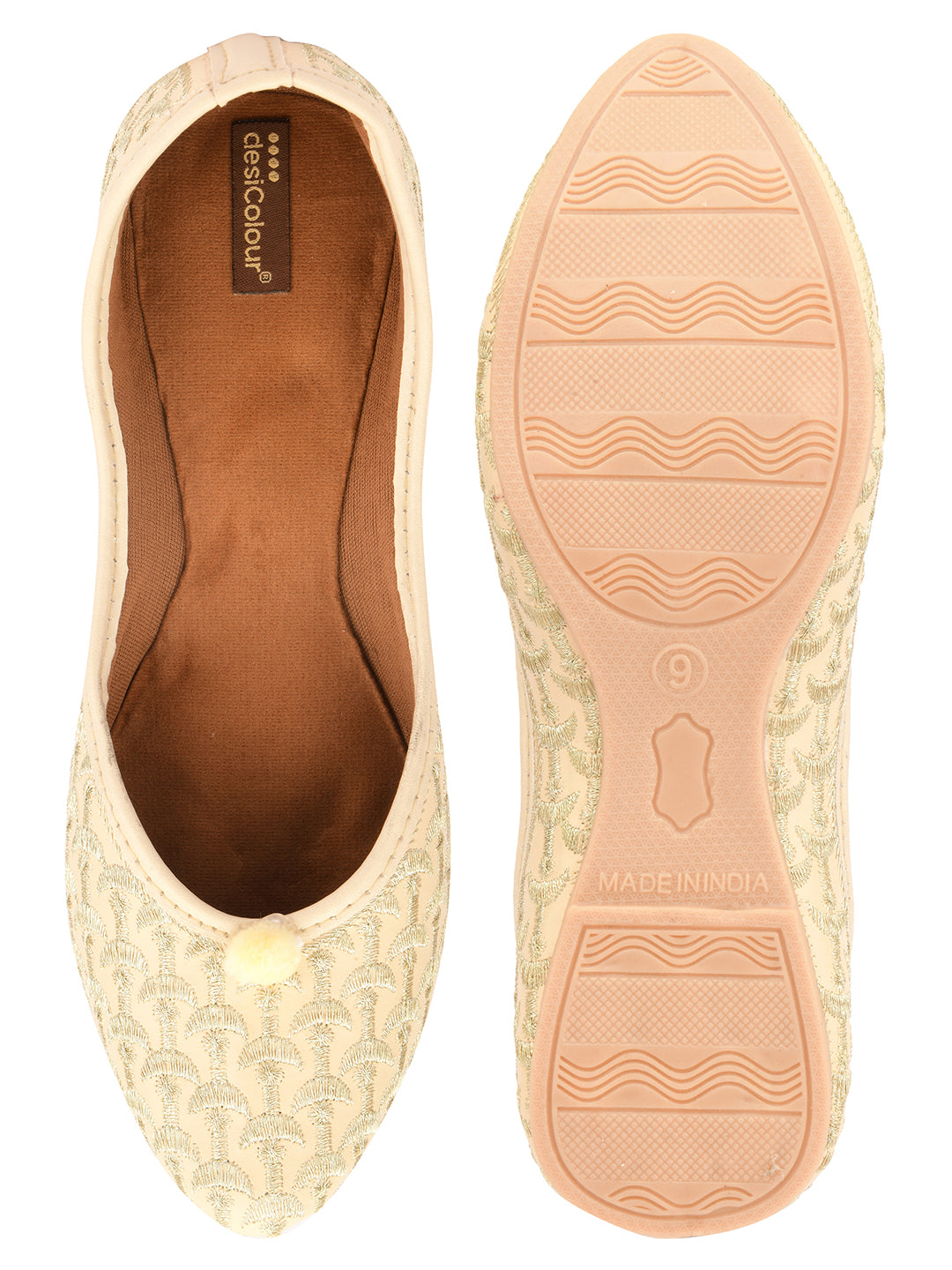 DESI COLOUR Women Off White Ethnic Punjabi Jutti