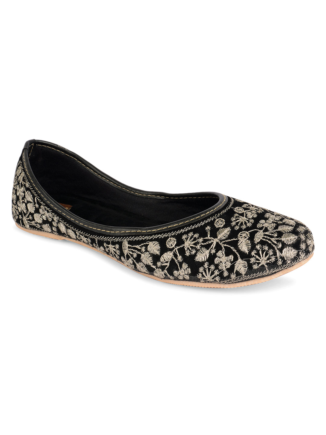DESI COLOUR Women Black Ethnic Punjabi Jutti