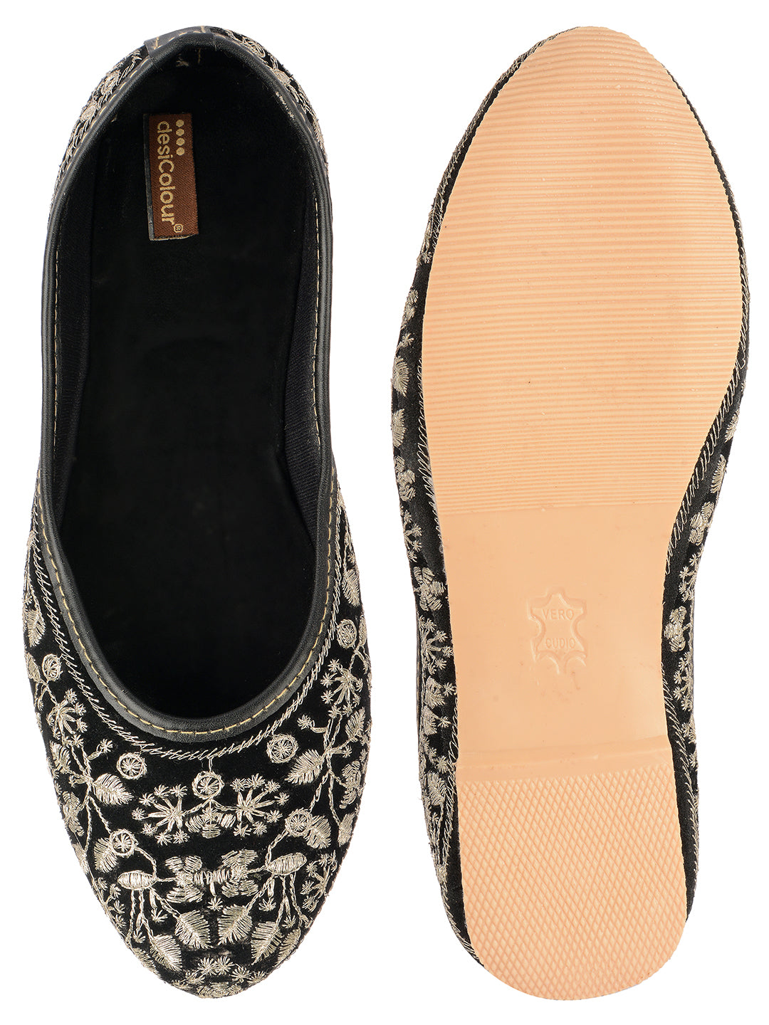 DESI COLOUR Women Black Ethnic Punjabi Jutti