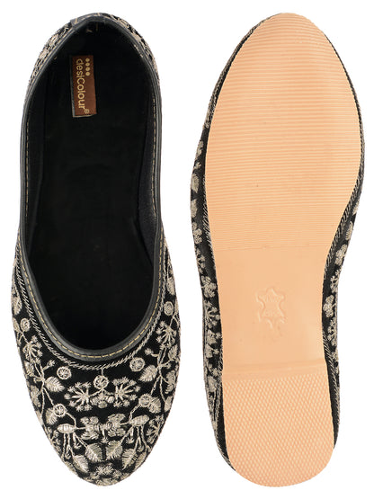 DESI COLOUR Women Black Ethnic Punjabi Jutti