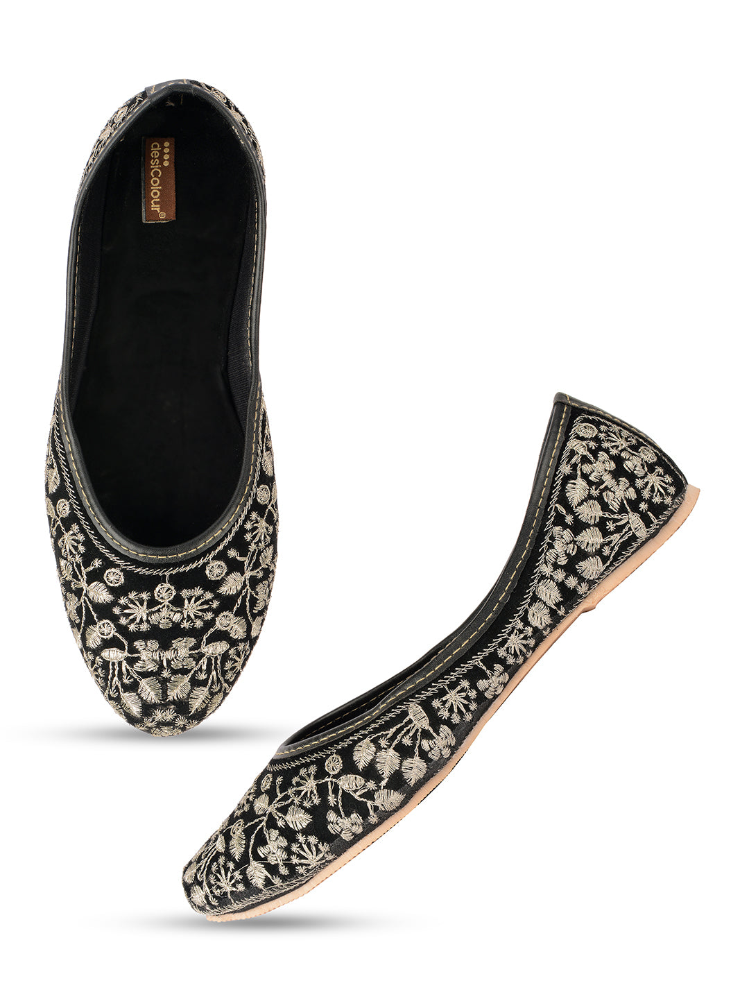 DESI COLOUR Women Black Ethnic Punjabi Jutti