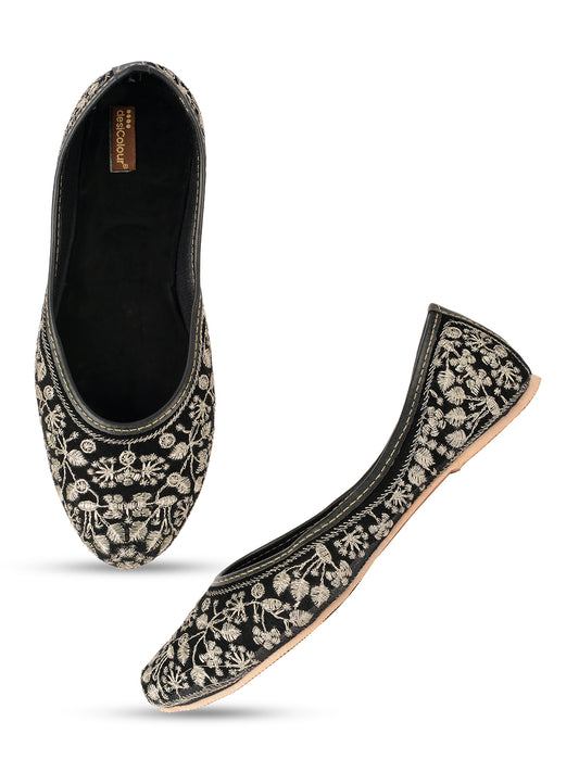 DESI COLOUR Women Black Ethnic Punjabi Jutti