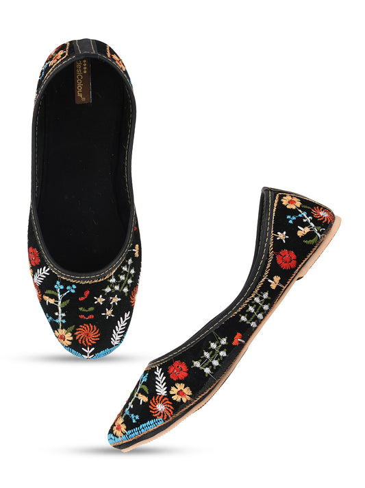 DESI COLOUR Women Black Ethnic Punjabi Jutti