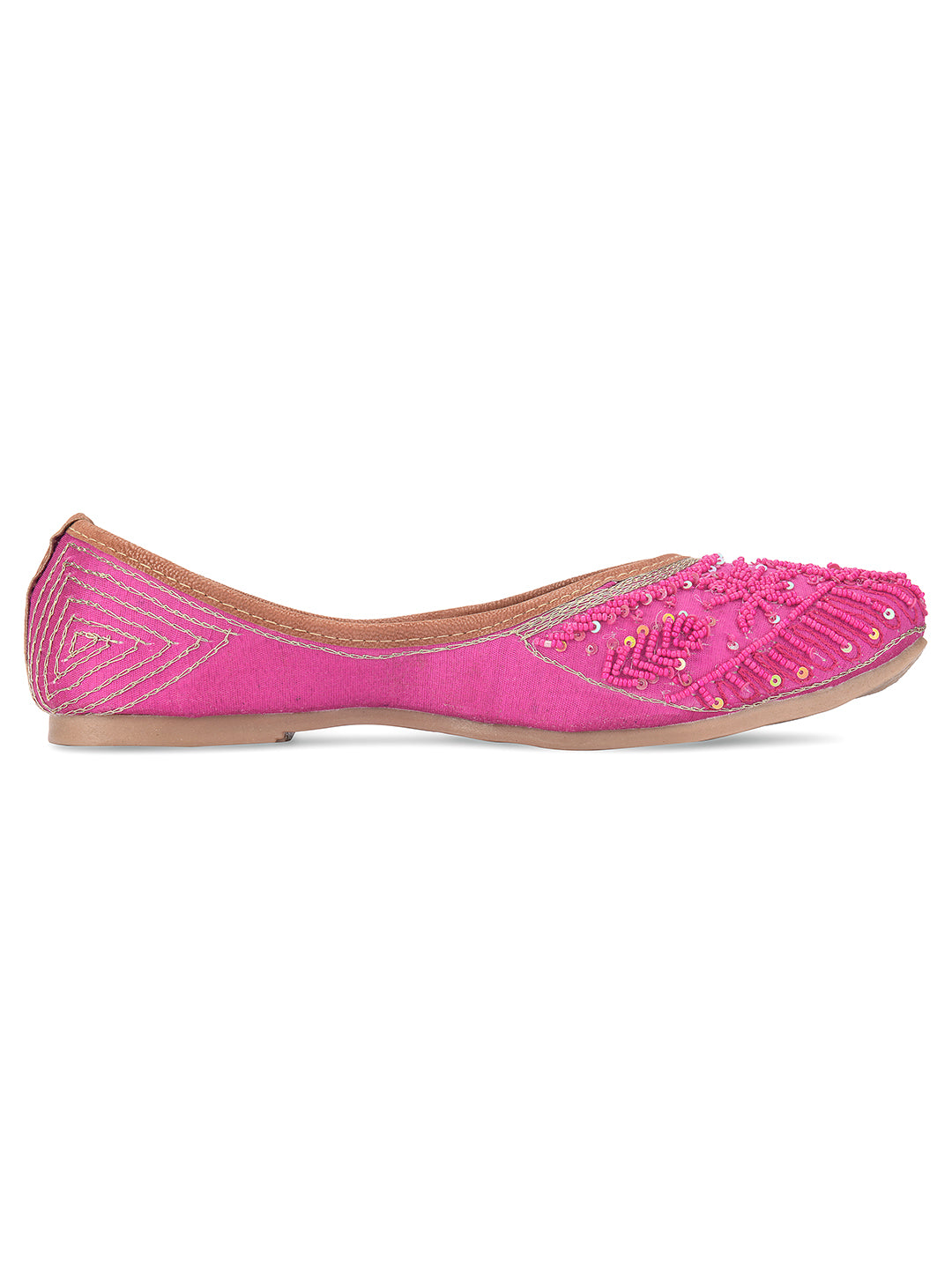 Pink Pearl Embroidered Cushioned Jutti for Women