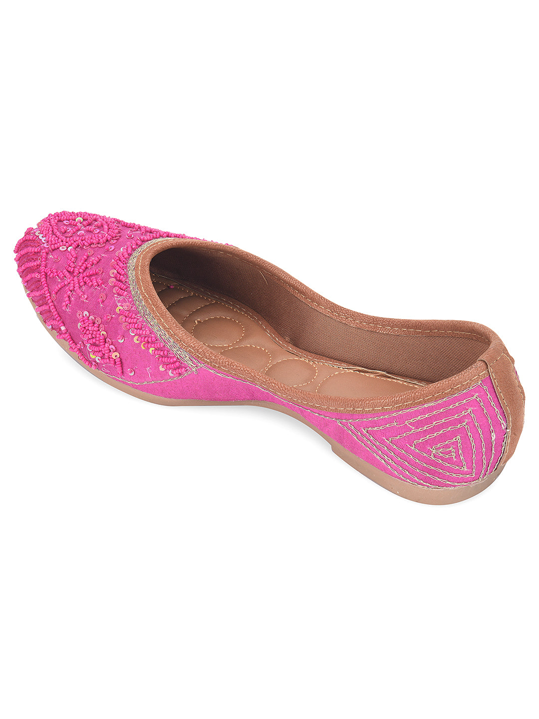 Pink Pearl Embroidered Cushioned Jutti for Women