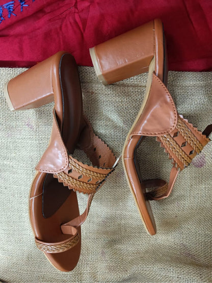 Kohlapuri Tan Heels for Women