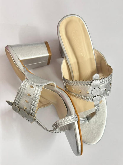 Kohlapuri Silver Heels for Women
