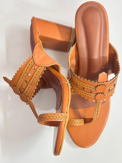 Kohlapuri Tan Heels for Women