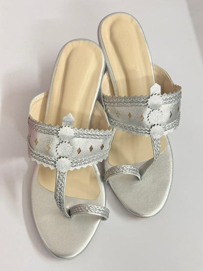 Kohlapuri Silver Heels for Women