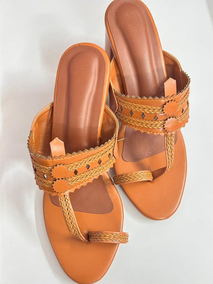 Kohlapuri Tan Heels for Women