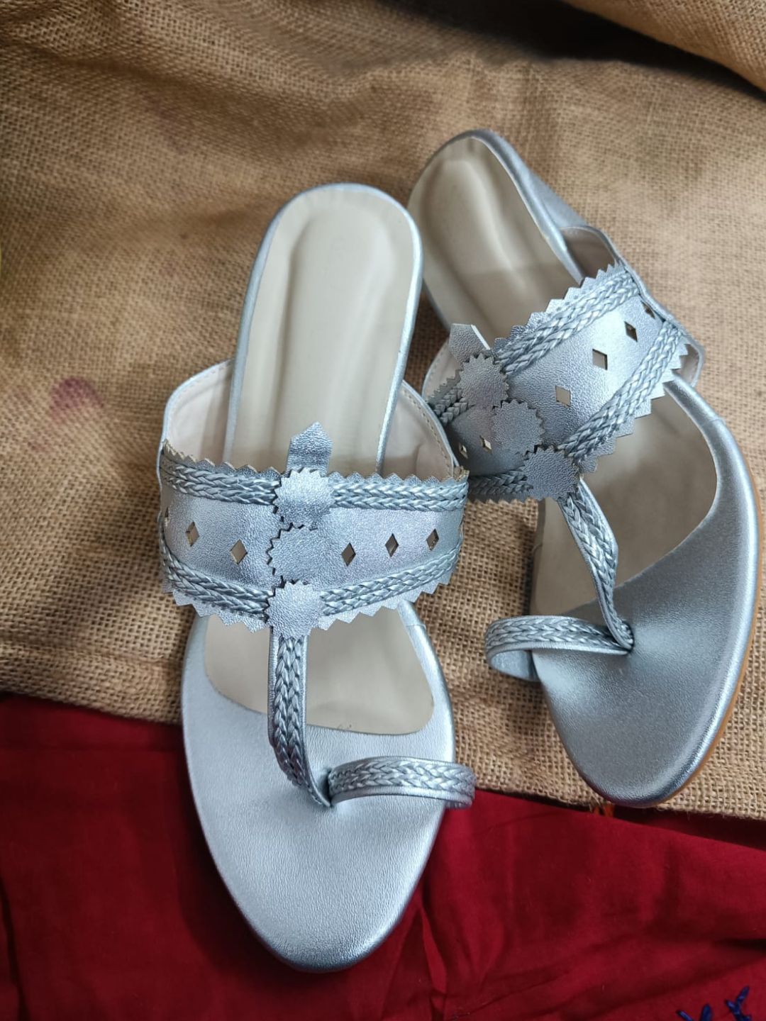 Kohlapuri Silver Heels for Women
