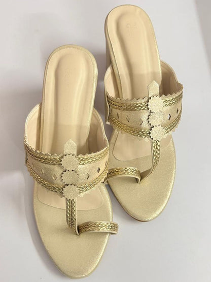 Kohlapuri Gold Heels for Women