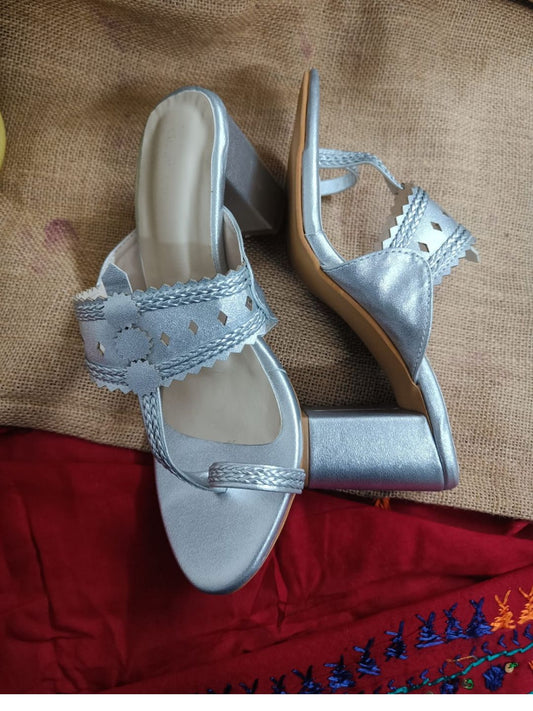 Kohlapuri Silver Heels for Women