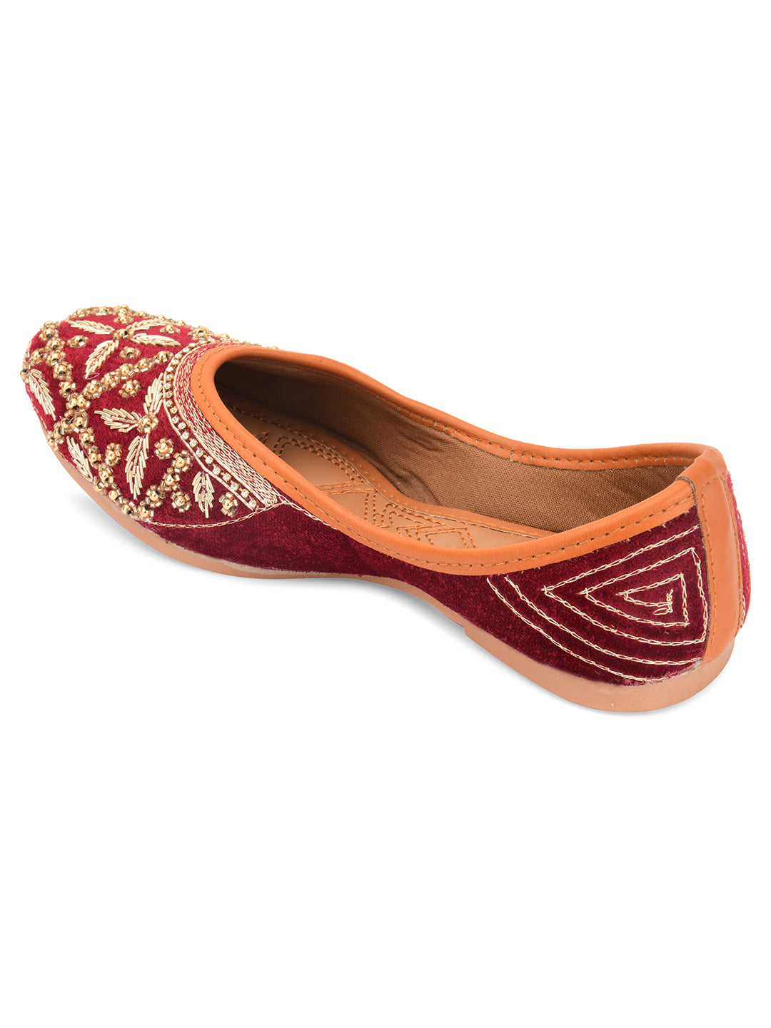DESI COLOUR Women Maroon Ethnic Punjabi Jutti