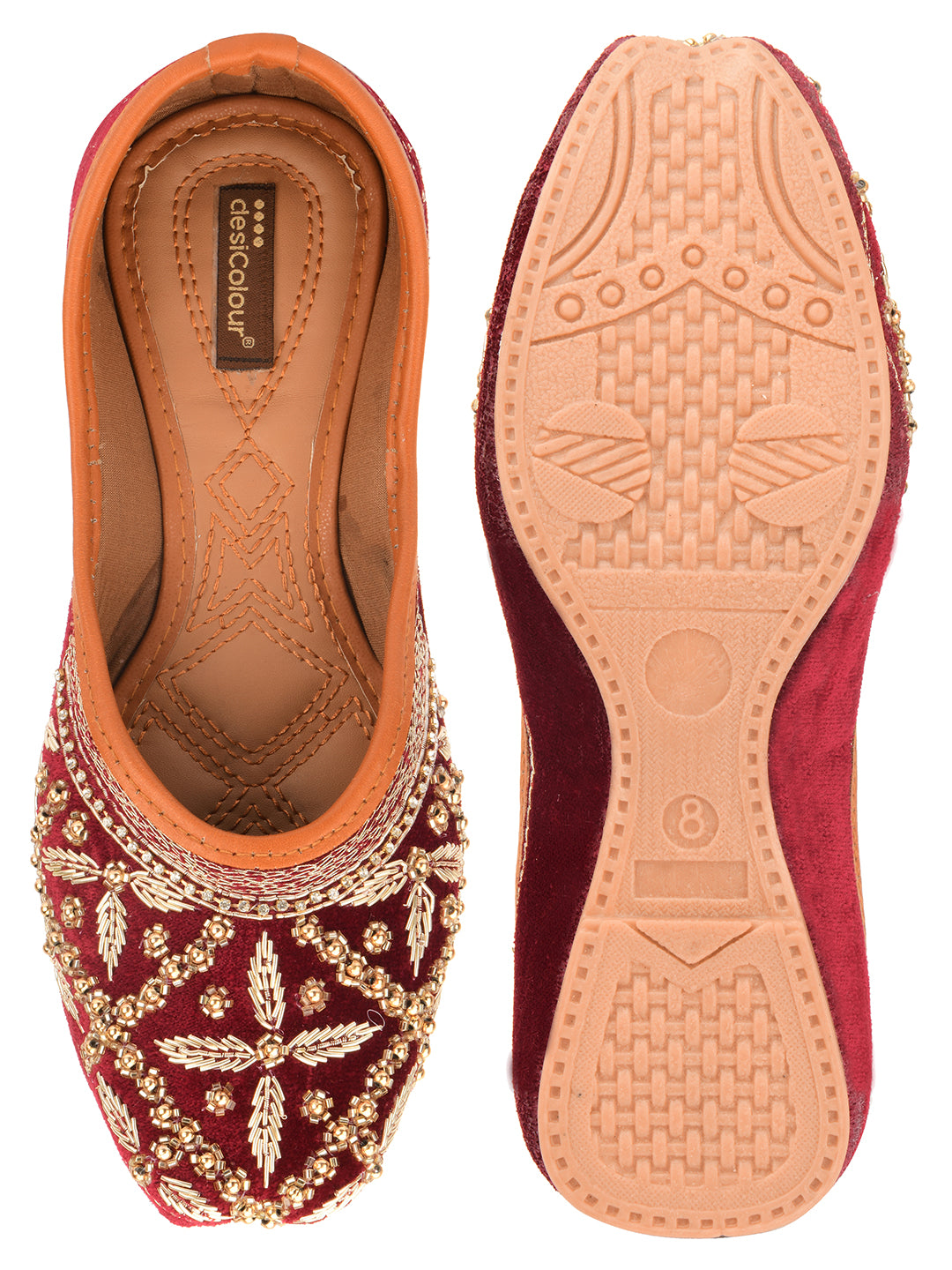 DESI COLOUR Women Maroon Ethnic Punjabi Jutti