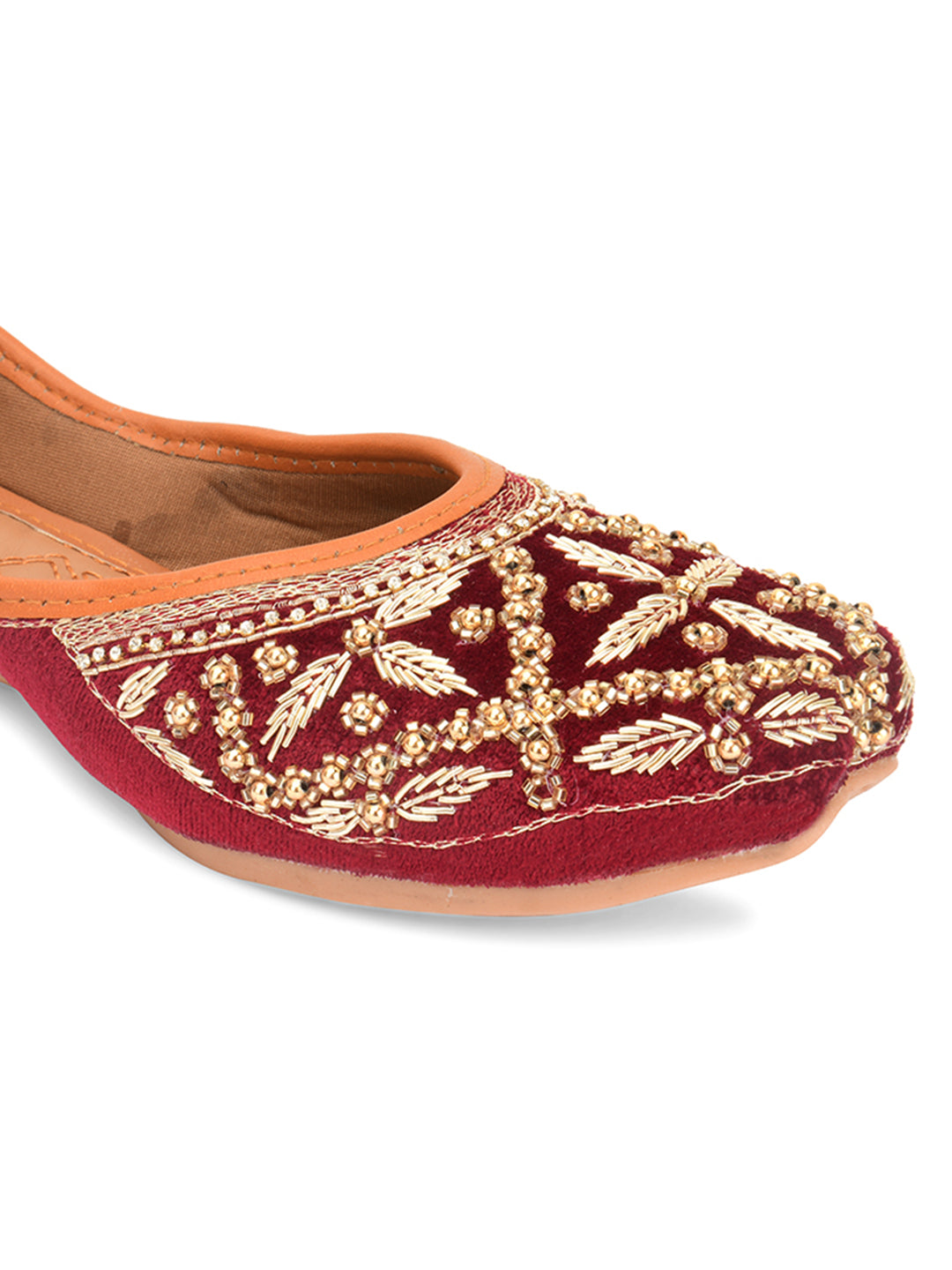 DESI COLOUR Women Maroon Ethnic Punjabi Jutti