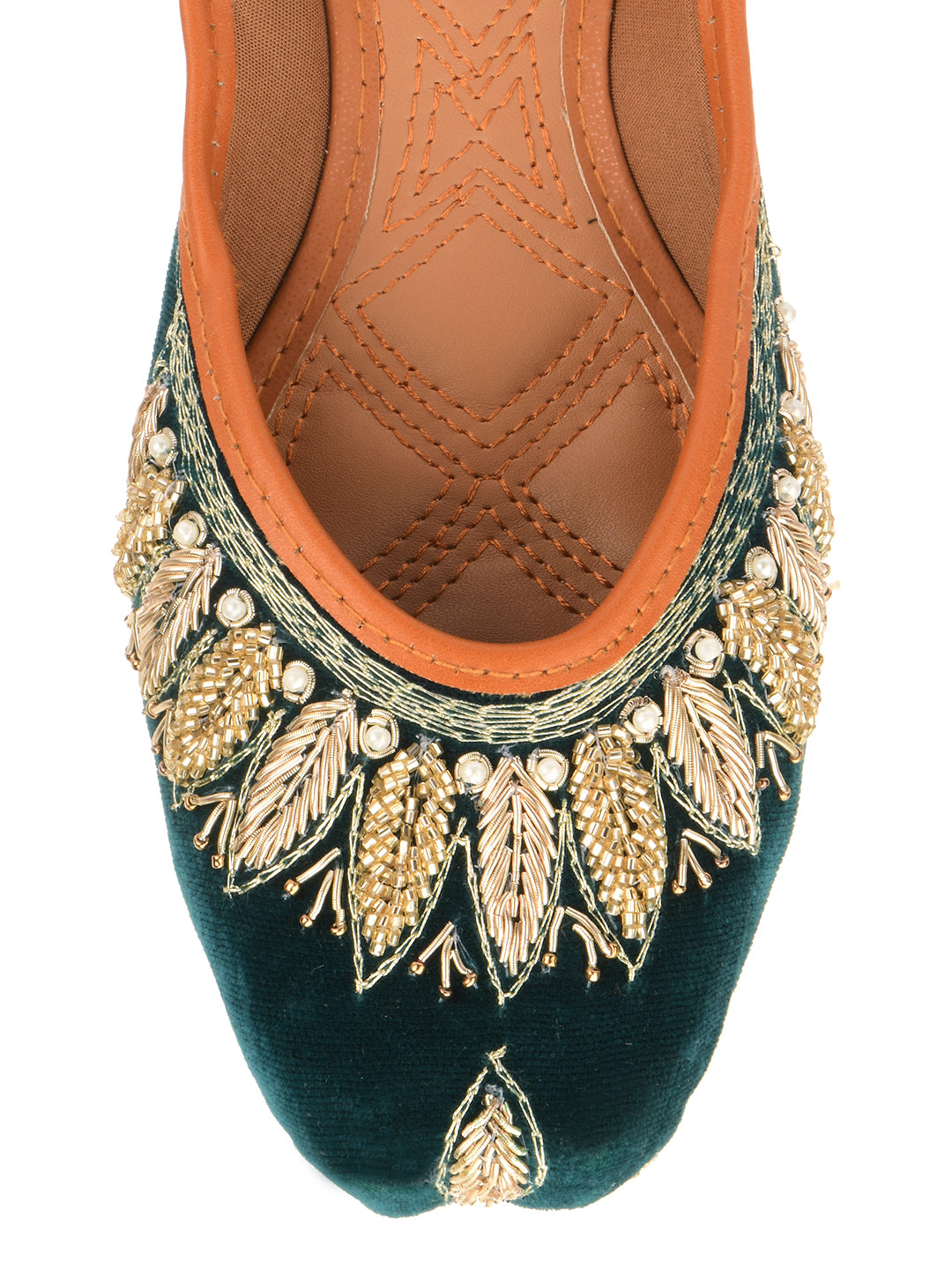 DESI COLOUR Women Green Ethnic Punjabi Jutti