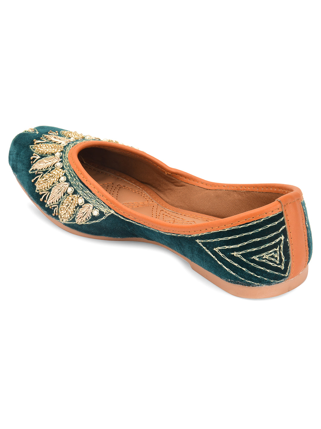 DESI COLOUR Women Green Ethnic Punjabi Jutti