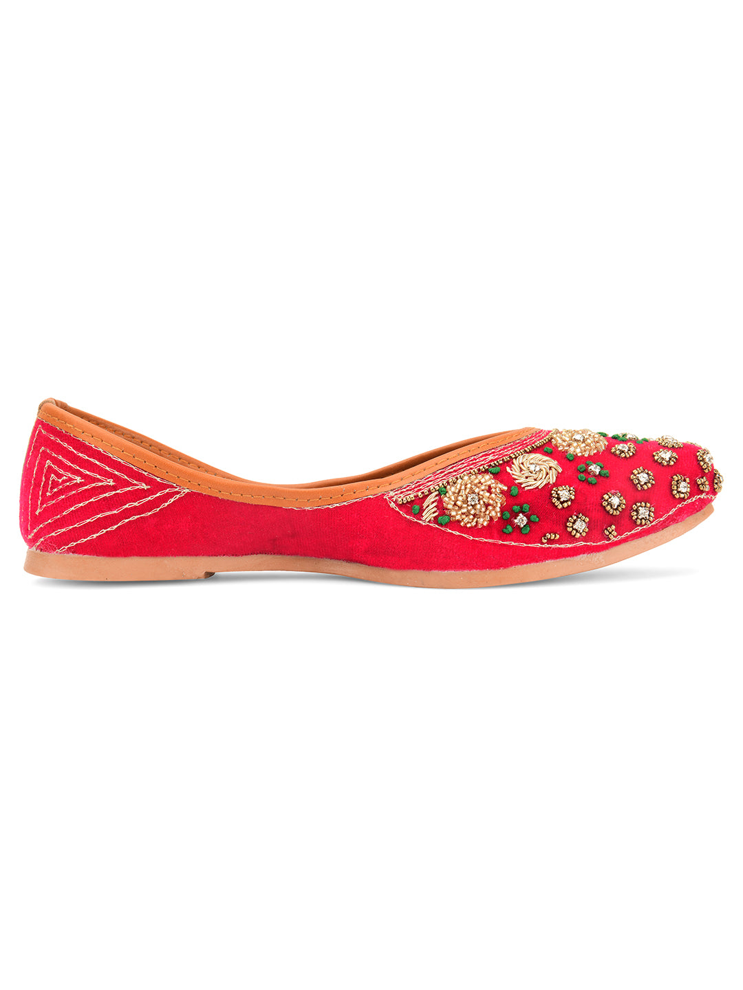 DESI COLOUR Women Pink Ethnic Punjabi Jutti