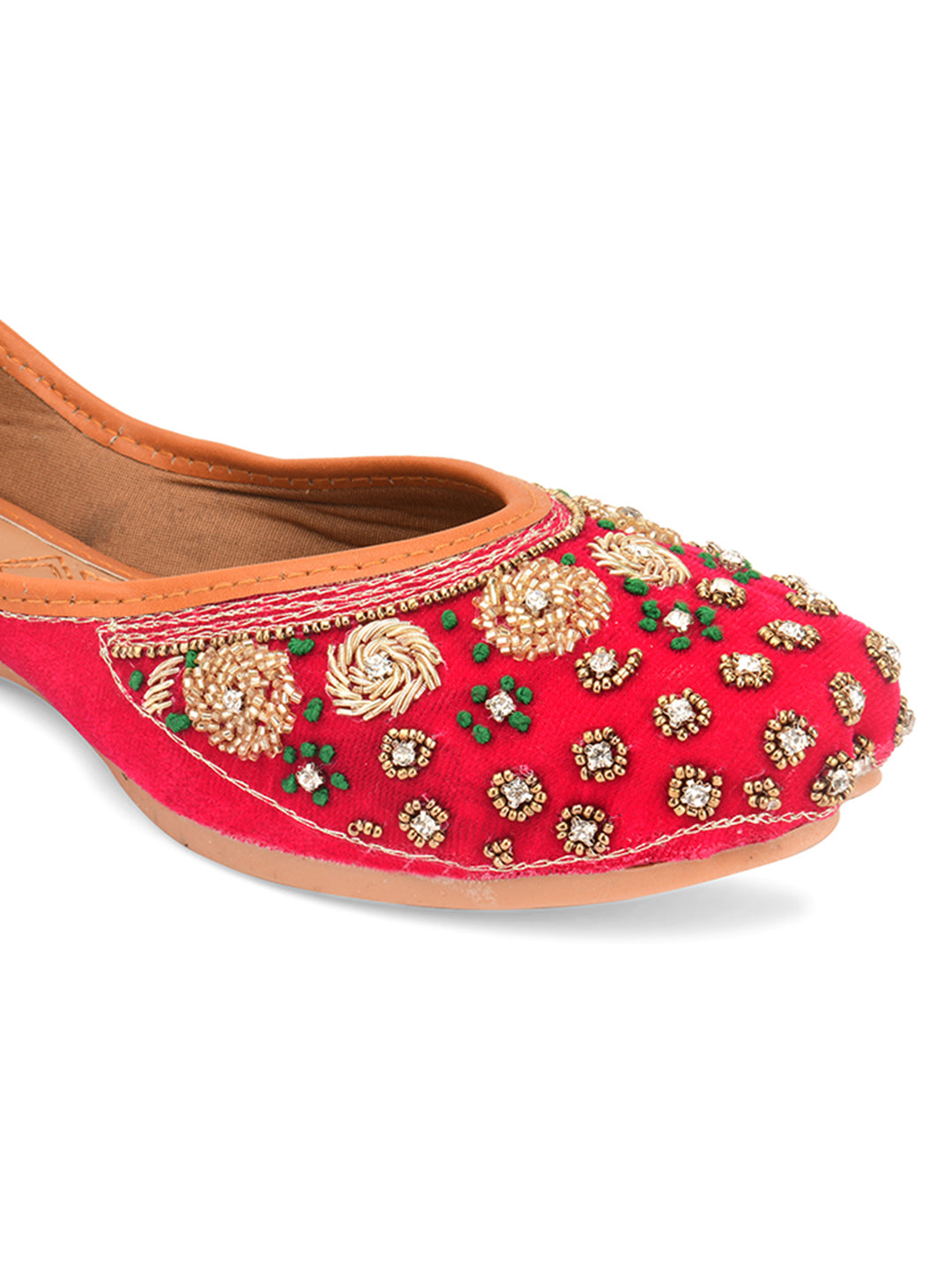 DESI COLOUR Women Pink Ethnic Punjabi Jutti
