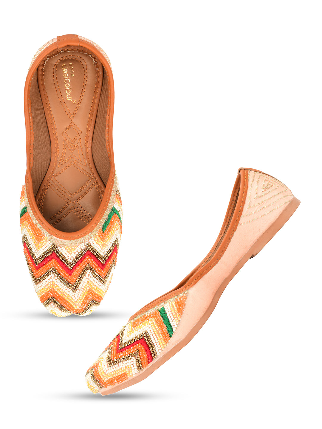 DESI COLOUR Women Multicolour Ethnic Punjabi Jutti