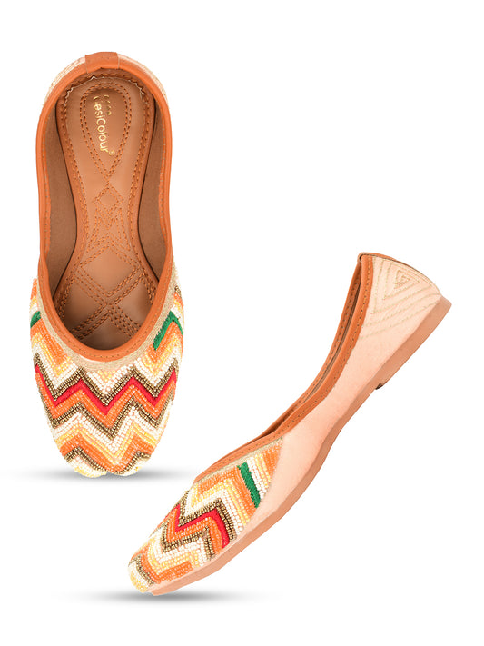 DESI COLOUR Women Multicolour Ethnic Punjabi Jutti