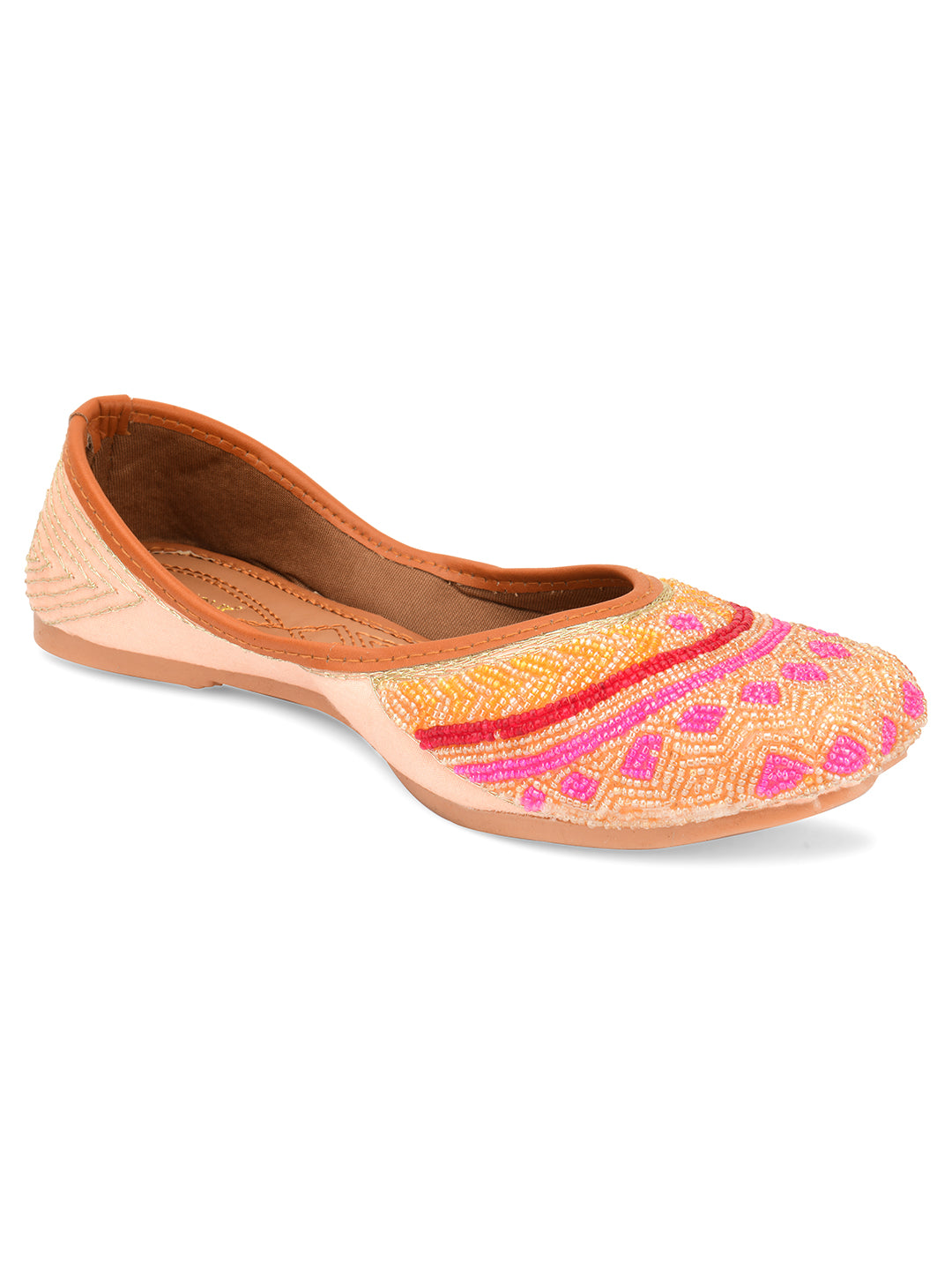 DESI COLOUR Women Peach Ethnic Punjabi Jutti