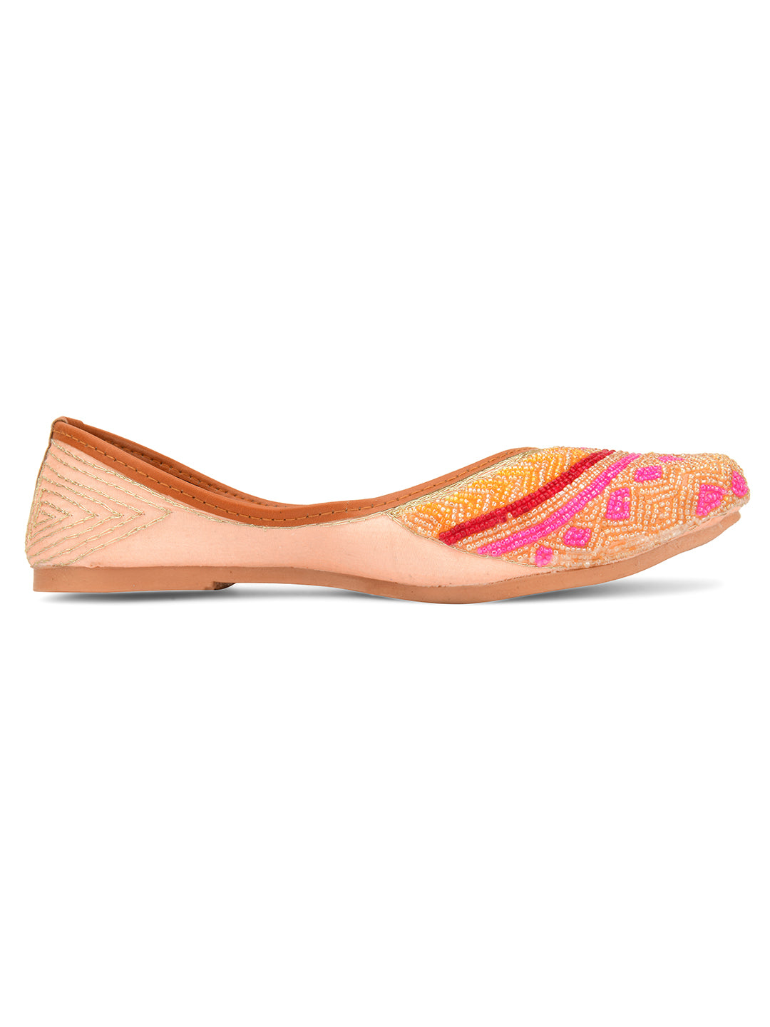 DESI COLOUR Women Peach Ethnic Punjabi Jutti