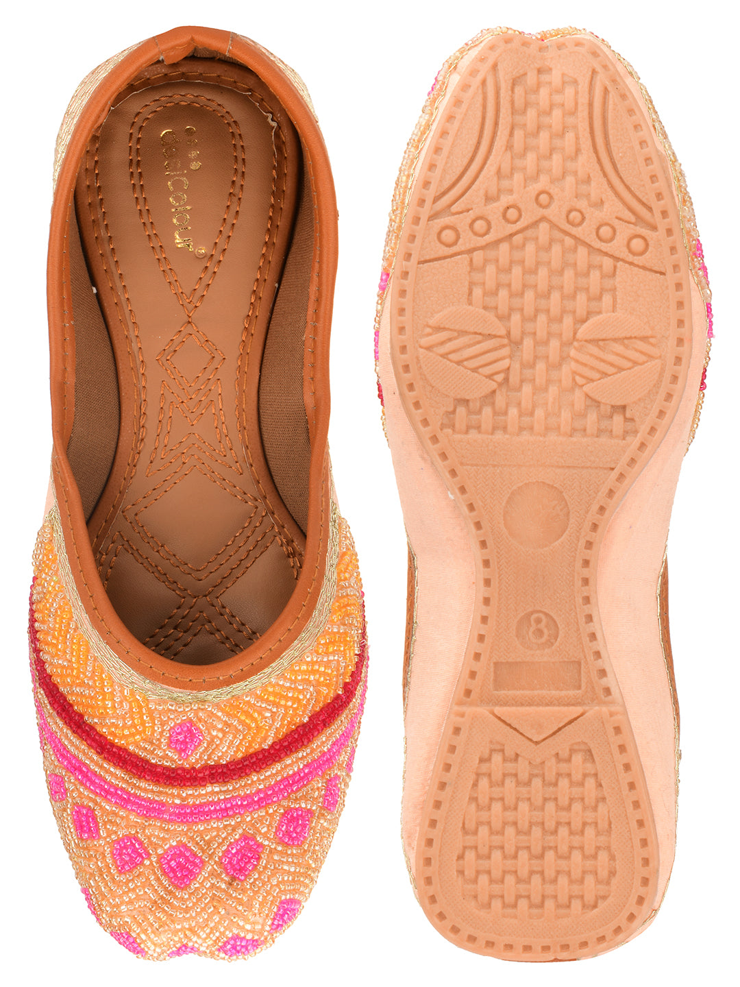 DESI COLOUR Women Peach Ethnic Punjabi Jutti