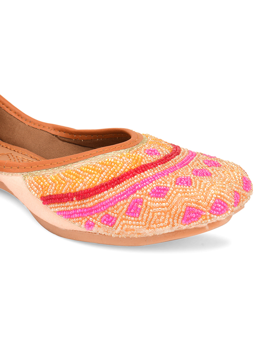DESI COLOUR Women Peach Ethnic Punjabi Jutti