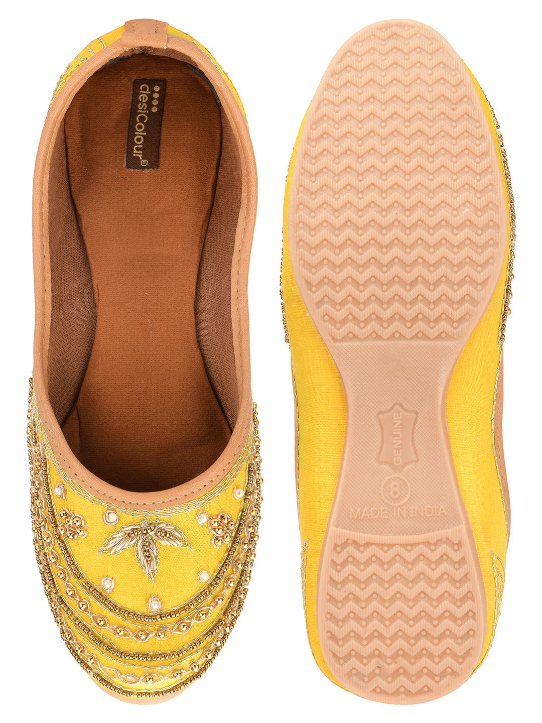 DESI COLOUR Women Yellow Ethnic Punjabi Jutti